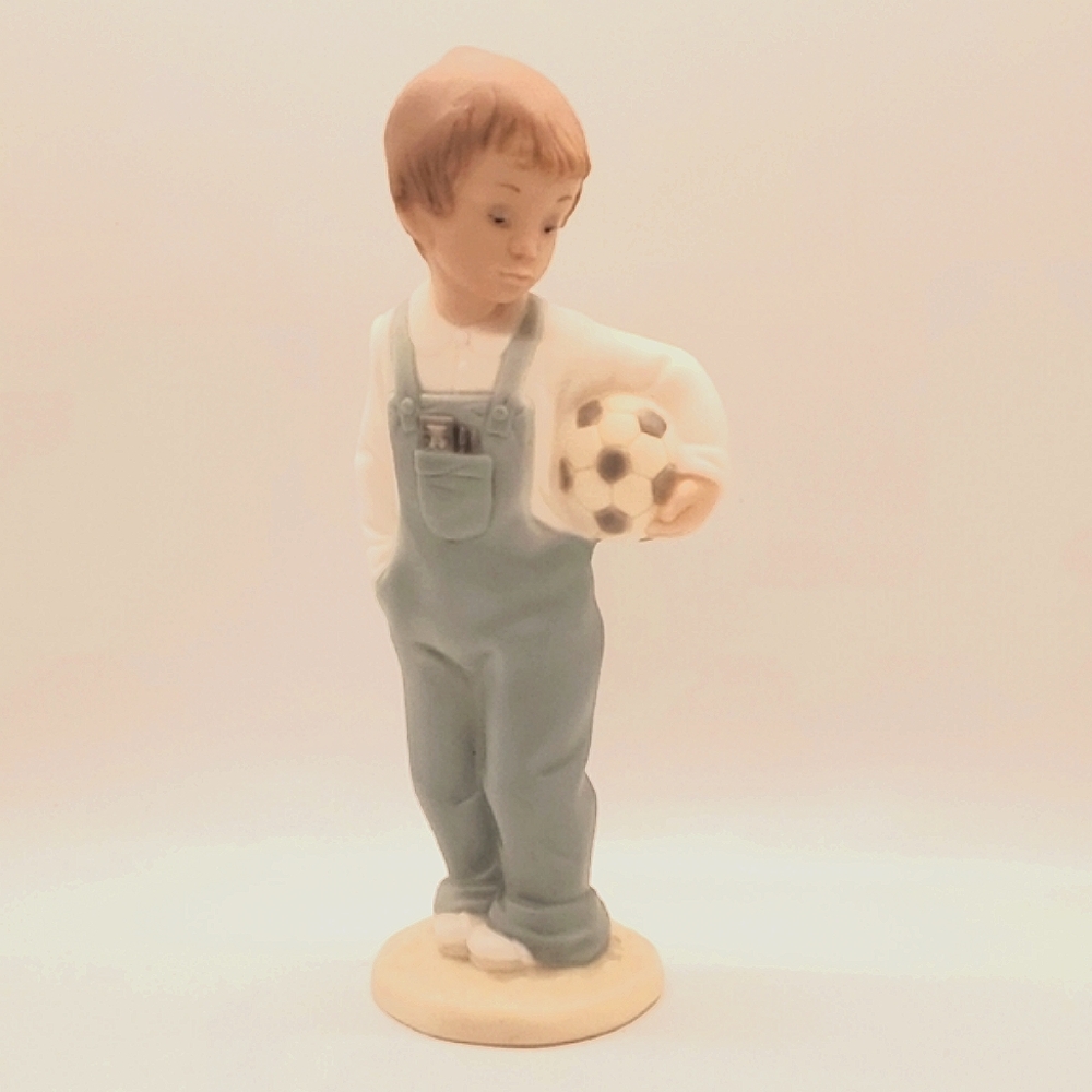 Vintage Lladro Porcelain Boy Figurine with Soccer Ball 1991